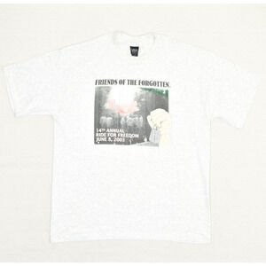 Platinum Plus Men Tee Cotton Gray Size XL USA VTG Friends of the Forgotten 2003